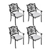 4Pcs Cast Aluminum Patio Dining Chairs Heavy Duty Metal Bistro Chairs w/ Cushion