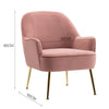 Pink Velvet Lounge Chair Tub Accent Wing Back Armchair Bedroom Living Room Sofa