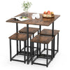 5-Piece Dining Table Set Metal Frame Kitchen Table and 4 Stools Space Saving