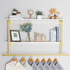 116cm Gold Metal Clothes Bar Rack Pipe Wall Garment Hanging Storage Rail Shelves
