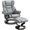 Swivel Recliner Chair with Footstool, PU Leather Manual Recliner Armchair, Grey