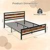 King Size Bed Frame Industrial Metal Platform Bed with Headboard and Footboard
