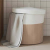 Storage Basket with Lid Brown and White Ø40x35 cm Cotton