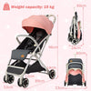 Portable Baby Stroller One-Hand Folding Pushchair W/Adjustable Backrest Footrest