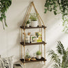 3 Tier Rope Hanging Floating Shelves Wood Wall Swing Shelf Home Storage