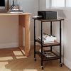3-Tier Printer Cart with Storage Shelves & Locking Wheels-Brown