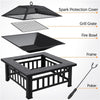 Fire Pits for Garden Square Fire pit For Barbecue,Heating,Cooling Drinks w/Cover