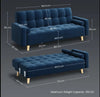Convertible Velvet Sofa Bed – 3 Seater Futon with Adjustable Back & Pillows