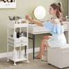 Rolling Vanity Organizer Cosmetics Display Cases Holder with Wheels-White