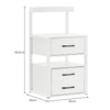 Bedside Table White LED Cabinets 3 Drawers Nightstand Bedroom W/Charging Station