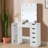 Modern LED Lights Dressing Table 6 Drawer Makeup Vanity w/ Large Mirror Set Desk