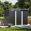 8.5x4ft Anthracite Garden Storage Shed Pent Roof Tools Shed with Acrylic Window