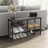 Industrial Shoe Bench Vintage Hallway Rustic Metal Wood Storage Tier Shelf Rack