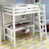 Single Solid Pine Wood Loft Bed Frame High Sleeper Bunk Bed Study Desk Cabin Bed
