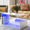 Wooden Coffee Table With Storage High Gloss Sofa End Table LED Light Living Room