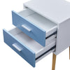 Bedside Table Nightstand Cabinet Wood Legs 2 Drawers Side Table Storage