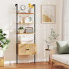 Boho Open Display Shelf Storage Organizer with Rattan Cabinet-Natural