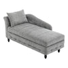 Left Armrest Chenille Chaise Lounge Indoor Lounge Sofa w/Hidden Storage &Pillow