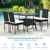 5-Piece Patio Rattan Dining Set Outdoor Dining Furniture w/ 1 Table &4 Chairs