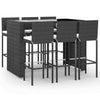 7 Piece Garden Bar Set with Cushions Black Poly Rattan vidaXL