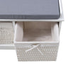 Hallway Shoe Storage Bench Chest 2 Wooden Wicker Basket Grey Cushion Padded Seat