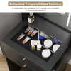 Dressing Vanity Table 2 Drawers Desk with LED Light Mirror Fold-up Side Panel