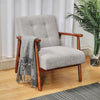 Velvet/Linen Armchair Wooden Retro Accent Tub Chair Occasional Chair Lounge Seat