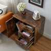 Brown Office Filing Cabinet Mobile Printer Stand File Drawers Wheels Wooden