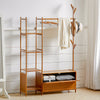 Heavy Duty Bamboo Clothes Rail Rack Garment Hanging Stand Corner Open Wardrobe