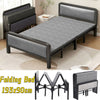 Folding Metal Bed Frame Guest Primary Room Single Sleeper Platform Bedstead