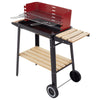 Charcoal BBQ Rotisserie Grill Roaster w/ 5-Level Height Grill Grate&Wood Shelves