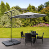 3M Garden Parasol Outdoor Hanging Banana Umbrella Cantilever Sun Shade w/ Base