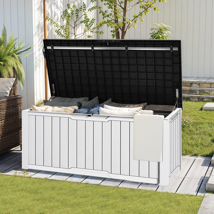870L Garden Storage Box, Waterproof Lockable Resin Deck Box with Handles