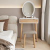 Dressing Table with Light Mirror Vanity Set Wooden Makeup Desk with Stool Drawer