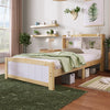 3ft Single Size Bed Single Bed Pine Wooden Kids Bed Frame with Storage Headboard