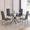 Round Clear Tempered Glass Dining Table Black Metal Legs Kitchen Dining Room