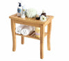 Slatted Bamboo Shower Bench Storage Seat Stool w/ Shelf Safe Comfortable Bath