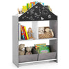 Toddler Display Bookshelf Toy Storage Kids Dollhouse Bookcase-Gray