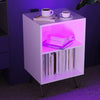 LED Bedside Table White Drawer Cabinet Side End Table Nightstand Storage Guchrwm