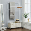 Floor Stand Coat Rack Garment Rail Clothes Drying Hanging Double Bar Shelf Wheel