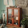 Retro Wood Storage Cabinet Cupboard Desktop Standing Wall Hanging Box Clear Door
