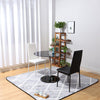 Glass Dining Table Pedestal Round Black 2/4Pcs PU Leather Padded Kitchen Chairs