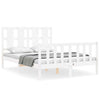 Lechnical BQ Bed Frame with Headboard White 120 x 200 in Solid Wood, Bed M3Q0