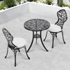 3pcs Garden Cast Aluminium Bistro Set Outdoor Coffee Table with Chairs &Cushions
