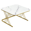 Nesting Coffee Table Set of 2 Square Stacking Side End Table with Metal Frame