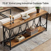 70.9'' Long Console Table, 2-Tier Industrial Table Behind Couch w/ Storage Shelf