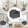 Upholstered Single Sofa Chair Grey PU Leather Leisure Single Armchair w/Pillow