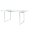 160cm LARGR Industrial Tempered Glass Dining Table Desk Double Square Base Legs