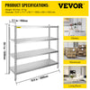 Stainless Steel Shelving Adjustable Storage Shelf 4-Tier Storage Rack