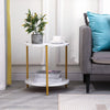 Marble Effect 2-Tier End Table Sofa Side Tables for Living Room Bedside Table